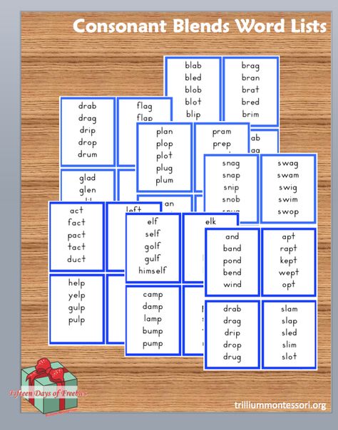 Consonant Blends Word lists (free for a limited time) Consonant Blends Word List, Ending Consonant Blends, Ending Blends, Jolly Phonics Activities, Final Blends, Word Study Activities, Intervention Classroom, Phonics Blends, Montessori Language