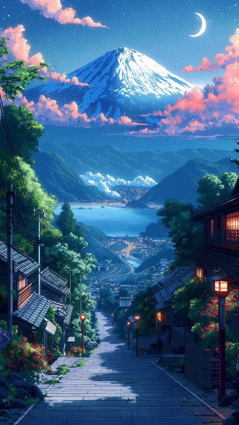 Ghibli Wallpapers, Dreamy Wallpaper, Wallpaper Iphone Boho, Fantasy Wall Art, Witchy Wallpaper, Dreamy Landscapes, Art Landscapes, Drawing Wallpaper, Japan Aesthetic