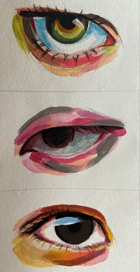 Eye Reference, Eyes Painting, Painterly Style, Seni Pastel, 얼굴 그리기, Gouache Art, Oil Pastel Art, Eye Painting, 캐릭터 드로잉