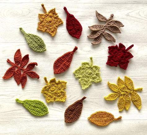 Autumn Leaves | Fall Leaves | Crochet PDF Pattern | Applique | Home Decor | Autumn Wreath | Table decorations | Garland Leaves Crochet, Crochet Cardigan Pattern Free, Fall Garland, Crochet Leaves, Leaves Fall, Autumn Wreath, Crochet Cardigan Pattern, Basic Crochet Stitches, Autumn Wreaths