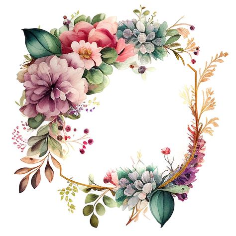 Watercolor flower frame watercolour flor... | Premium Photo #Freepik #photo #watercolor-wreath #flower-wreath #floral-wreath #flower-border Flower Boarder Frame, Turkey Crafts For Preschool, Flower Frame Design, Watercolor Flower Frame, Painted Photo Frames, Flowers Paper Craft, Flower Borders, Make Paper Flowers, Flowers Frame