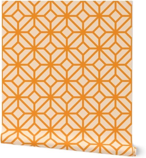 Geometry Wallpaper, Diamond Tile, Background Designs, Geometric Diamond, Peel Stick Wallpaper, Geometric Wallpaper, Gold Orange, Orange Gold, Light Orange