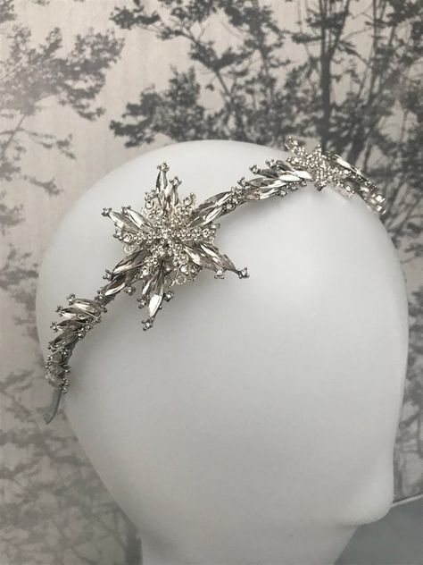 Snowflake Winter tiara from The Handmade Tiara Winter Tiara, Snowflake Tiara, Quinceanera Winter Wonderland, Snowflake Crown, Snowflake Headband, Handmade Tiaras, Snowflake Wedding, Wedding Headpieces, Wedding Hair Headband