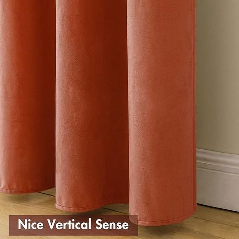 Amazon.com: MIULEE Terracotta Velvet Curtains Thermal Insulated Blackout Curtain Fall Drapes for Bedroom Living Room Darkening 84 Inches Long Rust Orange Curtains Panels Rod Pocket Set of 2 : Home & Kitchen Orange Curtains, Drapes For Bedroom, Insulated Curtains, Thermal Curtains, Velvet Curtains, Rust Orange, Blackout Curtain, Room Darkening, Blackout Curtains