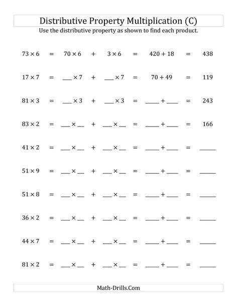 Distributive Property Of Multiplication, Math Properties, Math Multiplication Worksheets, Associative Property, Mental Maths Worksheets, 6th Grade Worksheets, Commutative Property, Properties Of Multiplication, Math Practice Worksheets