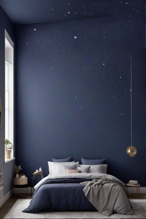 1. interior design space planning
2. home decor interior design
3. designer wall paint
4. living room interior Night Sky Paint Color, Navy Ceiling Bedroom, Starry Sky Ceiling Diy, Space Themed Bedroom Paint Colors, Night Sky Bedroom Theme, Night Sky Ceiling Paint, Night Themed Bedroom, Night Sky Wall Painting, Night Sky Bedroom