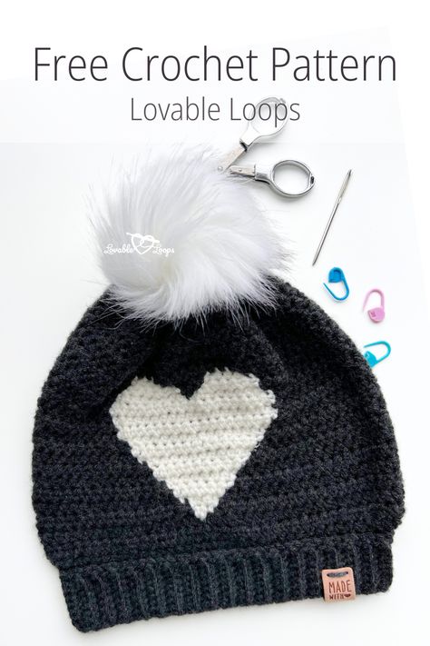 Free and easy Heart Pop Crochet Hat Pattern for beginners with c2c heart design; available in toddler, child, and adult sizes; perfect for Valentine's Day; great for kids, girls, and mommy and me sets. Crochet Toddler Hats, C2c Heart, Crochet Toddler Hat, Easy Crochet Hat Patterns, Crochet Beanie Pattern Free, C2c Crochet Pattern Free, Crochet Animal Hats, Toddler Hats, Crochet Baby Blanket Free Pattern