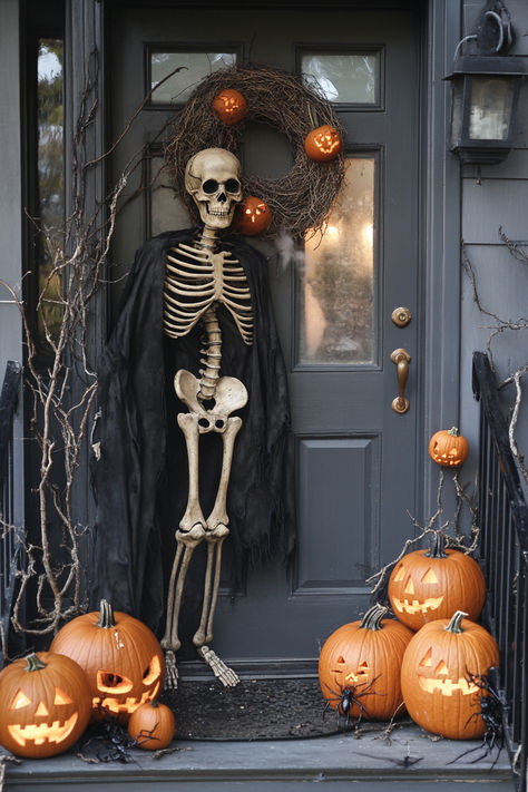 Transform your home into a Halloween wonderland with these 35+ spooktacular decoration ideas. From eerie lights to haunted accents, create a hauntingly beautiful space for the spooky season. 🌟✨ #HalloweenDecor #Spooktacular #HauntedHome #HalloweenIdeas Halloween Skull Decorations Outdoor, Abandoned House Halloween Decorations, Outdoor Tree Halloween Decor, Halloween Doorway Ideas, Studio Entrance, Spooky Soiree, Halloween Wonderland, Halloween Decor Diy, Spooky Decorations