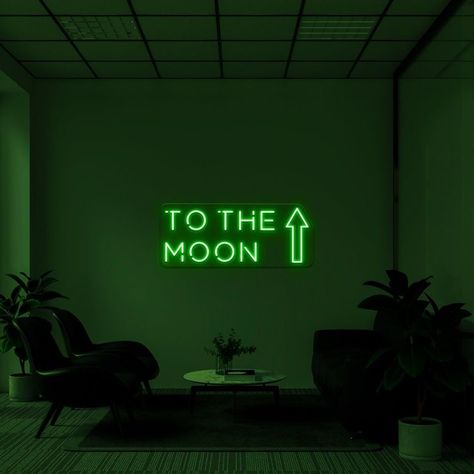 Green Led Light Aesthetic, Moon Neon Sign, Neon Beach, Photo Corner, Cool Neon Signs, Boho Apartments, Green Led Lights, Neon Quotes, Light Ideas