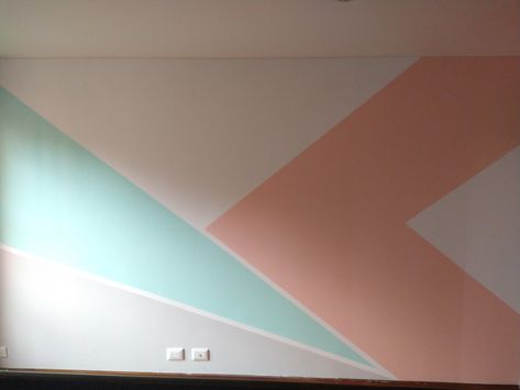 Abstract Wall Design, Pastel Colors Wall, Paint Patterns, Wall Design Ideas, Colors Wall, Teen Girl Bedroom, Diy Office, Child Room, Wall Ideas