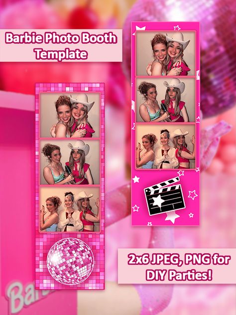 Barbie themed photo print template. 2x6 and 4x6 strip that is easy to download and use. Perfect for your pretty, pink, and plastic party! Or just to celebrate the release of the new barbie movie. Barbie Photo Booth, The New Barbie Movie, Photo Booth Templates, Picture Booth, Barbie Inspired, Butterfly Pictures, Barbie Party, Barbie Movies, Movie Photo