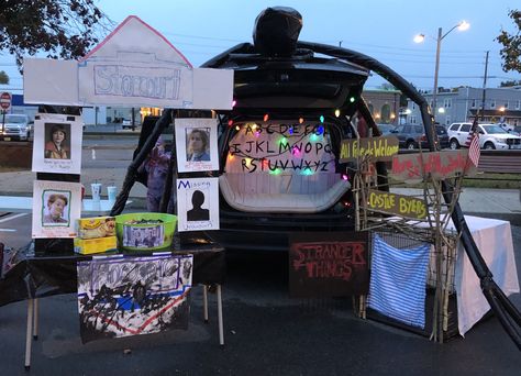 Trunk Or Treat Stranger Things, Stranger Things Trunk Or Treat, Stranger Things Theme, Key Club, Spooky Ideas, Stranger Things Halloween, Modern Halloween, Car Decorations, Treat Ideas