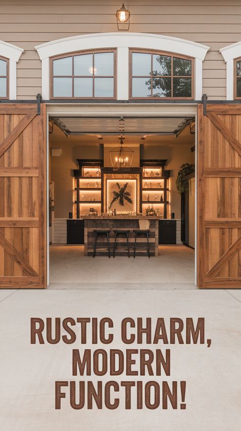 Looking for rustic garage ideas in 2024? These exterior barn doors will give your garage the charm it deserves! From garage remodel inspiration to perfect garage design interior ideas, this guide shows you how to achieve a warm, welcoming look for your garage. Whether you’re adding a garage bar or planning a full garage house conversion, the right door makes all the difference! #gg #homedesigninsider #rusticgarageideas Detach Garage Ideas, Garage Ideas Exterior, Rustic Garage Ideas, Custom Garage Ideas, 1950s House Interior, 1930 House Renovation, Stylish Garage, Rustic Garage, Exterior Barn Doors