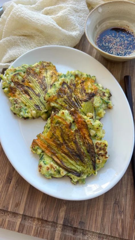 Shrimp and Chive Mini Pancakes | girlfromcalifornia Chive Pancake, Cai Bing, Sushi Bake, Crispy Smashed Potatoes, Japanese Sweet Potato, Sambal Oelek, Garlic Chives, Mini Pancakes, Sweet Potato Hash