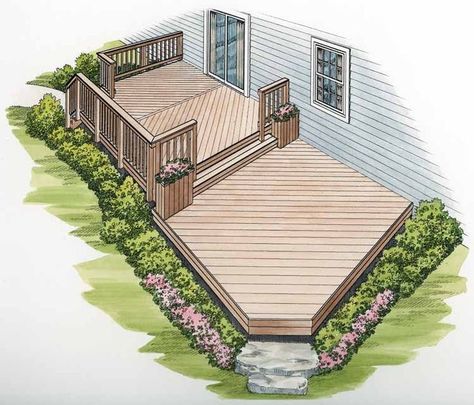 Diagonal Flooring, Patio Plan, Two Level Deck, Multi Level Deck, Tiered Deck, Deck And Patio, Patio Deck Designs, Deck Designs Backyard, Pergola Design