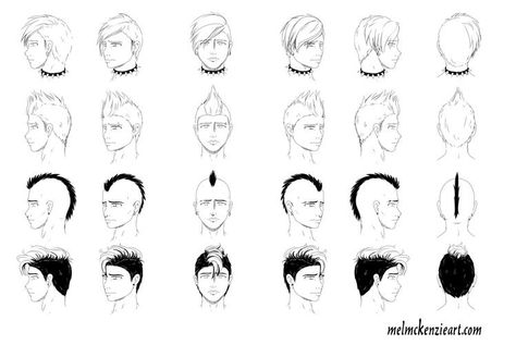 Hairstyle Sketch, Manga Drawing Ideas, Punk Drawing, Hairstyles For Characters, Hair Drawings, Pose Art, Manga Hair, Draw Hair, Hair References