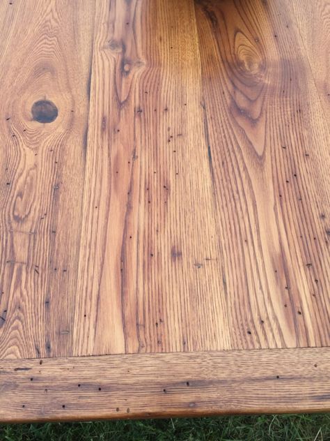 Table Top Stain Ideas, Reclaimed Oak Dining Table, Staining A Table Top, Tung Oil Before And After, Tung Oil On Pine, Linseed Oil On Wood, Staining Pine Wood, Natural Wood Table Top, Sealing Wood