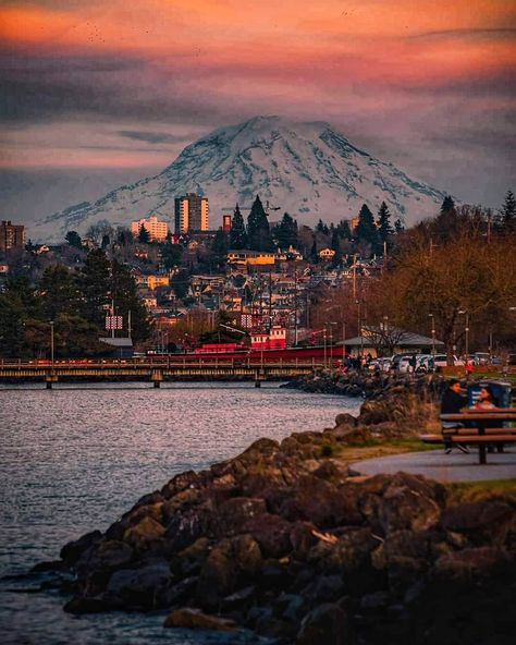 Tacoma Tacoma Washington, Tacoma Wa, Puget Sound, Beautiful Photography, Mount Rainier, Mount Everest, Cityscape, Around The Worlds, Washington