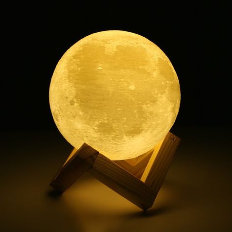 Lamp 3d, Moon Lamp, 3d Light, 3d Printing Technology, Smart Design, Wood Stand, Wooden Stand, Night Lamps, Led Night Light