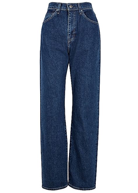 Levi's 701 dark blue straight-leg jeans - Harvey Nichols Dark Wash Levis Outfit, Straight Leg Dark Jeans, Levis Dark Jeans, Dark Blue Jeans Straight Leg, Dark Wash Straight Leg Jeans, Vintage Straight Leg Jeans, Dark Blue Straight Jeans Outfit, How To Style Dark Blue Jeans, Dark Blue Denim Jeans Outfit