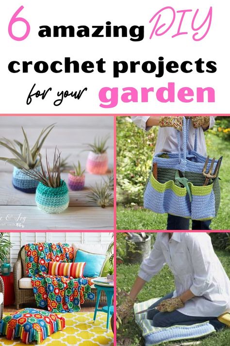 Are you looking for some great DIY crochet projects for you garden this summer! We have put together some garden DIY crochet ideas that you are gonna love! These are fun projects that you are gonna love #gardenideas #diygarden #crochetgardenideas Crochet For Gardeners, Crochet For Outdoors, Crochet Patio Decor, Crochet For The Garden, Garden Crochet Ideas, Outdoor Crochet Projects, Crochet Garden Decoration, Crochet Outdoor Decor, Crazy Crochet Ideas