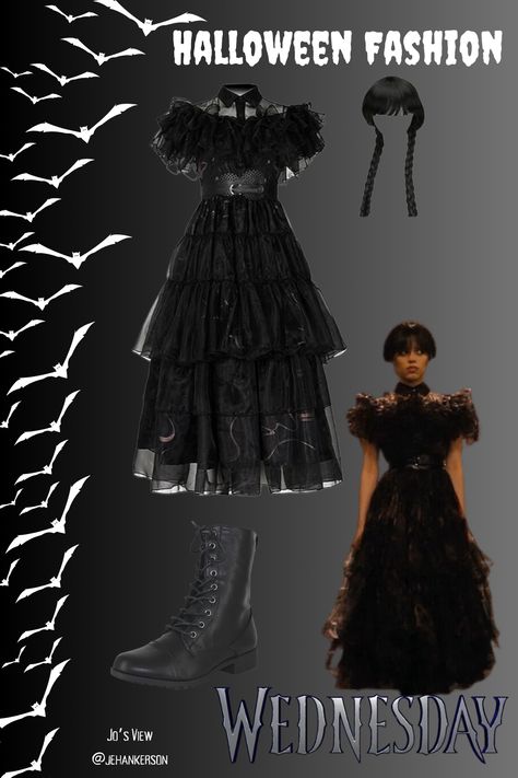 Wednesday Full Outfit, Wensday Addams Dress, Addams Family Costume, The Addams Family Wednesday, Halloween Wednesday, Sparrow Academy, Wednesday Costume, Wednesday Addams Dress, Wednesday Addams Costume