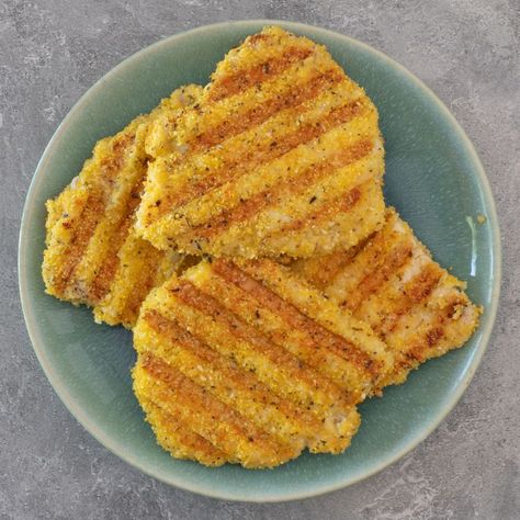 Cornmeal Crispy Chicken Recipe Fish Cornmeal Recipe, Cornmeal Breaded Chicken, Chicken Corn Rivel, Fried Fish With Cornmeal, Cornmeal Fried Chicken, Cornmeal Chicken, Crispy Chicken Breast, Crispy Chicken Recipes, George Foreman Grill