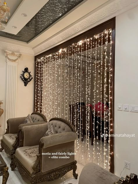 Desi Wedding Home Decor, Desi Wedding Decor Home, Baat Pakki Ideas At Home, Shaadi Wala Ghar Decoration, Baat Pakki Decorations At Home, Nikkah Decor At Home, At Home Nikkah, Baat Pakki Ideas, Home Nikkah