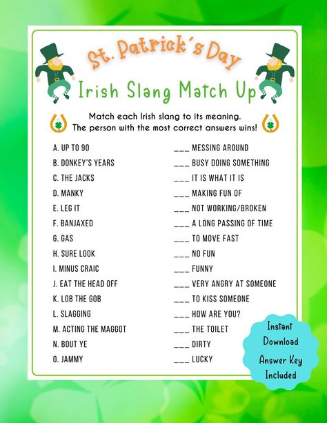 Virtual Trivia Games, St Patrick's Day Classroom Activities, Irish Games For Adults, Irish Activities For Kids, March Activities For Senior Citizens, St Patricks Day Activities For Work, March Crafts For Adults, St Patricks Day Games, Irish Games