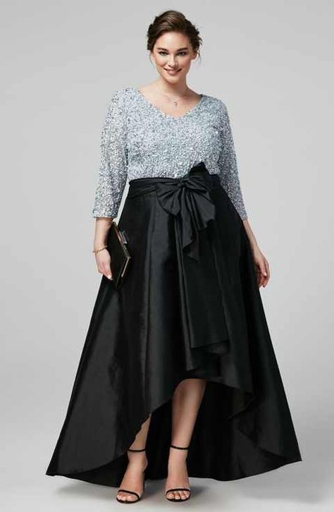 Adrianna Papell Sequin Top & Taffeta Skirt (Plus Size) Plus Size Dresses Formal, Cheap Evening Gowns, Plus Size Evening Gown, Taffeta Skirt, Plus Size Gowns, Gown Plus Size, Plus Size Prom, Plus Size Cocktail Dresses, فستان سهرة