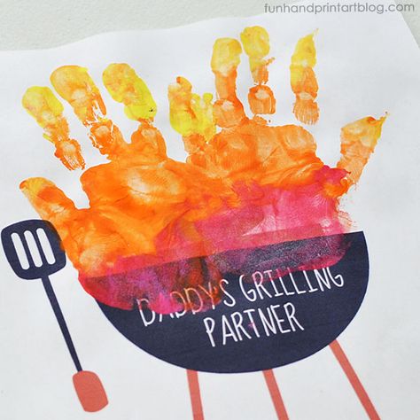 Father's Day Handprint Grill Craft for Kids to Make Handprint Crafts For Toddlers, Fathers Day Crafts Preschool, Handprint Crafts For Kids, Bbq Crafts, Kids Fathers Day Crafts, Diy Father's Day Crafts, Dad Crafts, Fathers Day Art, Handprint Gifts