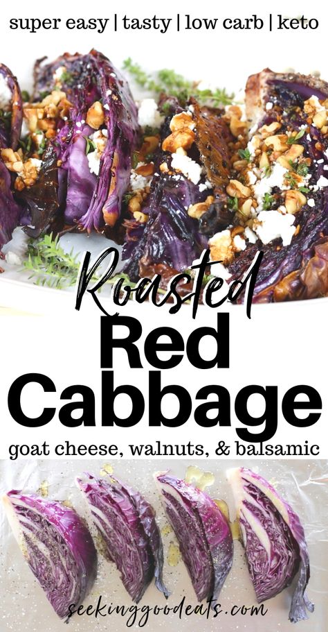 Cabbage And Balsamic Vinegar, Keto Purple Cabbage Recipes, Purple Cabbage Side Dish, Roasted Red Cabbage Wedges, Healthy Red Cabbage Recipes, Red Caggabe Recipe, Keto Red Cabbage Recipes, Red Cabagge Recipe, Roasted Red Cabbage Recipes