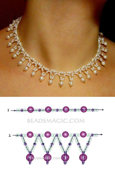 Sulam Manik, Seed Bead Patterns Free, Kalung Manik-manik, Anting Manik, Pola Manik, Gelang Manik-manik, Beaded Necklace Patterns, Pola Gelang, Gelang Manik