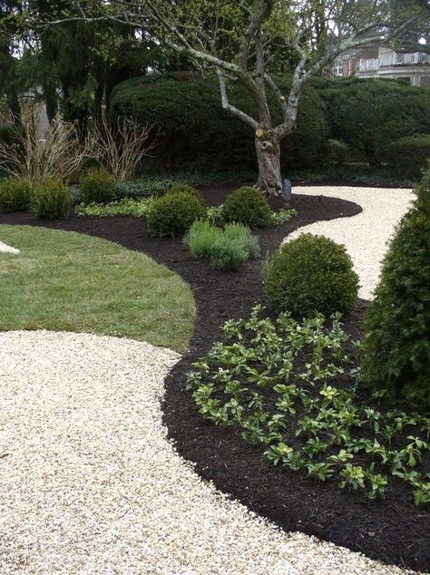 Amazing Landscaping Ideas, Garden Mulch, Cheap Landscaping Ideas, Mulch Landscaping, Stone Landscaping, Rock Garden Design, Home Landscaping, Landscaping Tips, Landscaping With Rocks