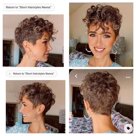 Pixie Cut Curly Hair, Haircut Ideas Trendy, Updo Curly, Short Curly Hairstyles For Women, Curly Pixie Hairstyles, Curly Pixie Haircuts, Short Hair Pixie Cuts, Bangs Curly, Short Curly Haircuts