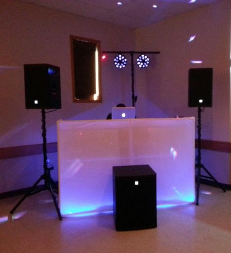 DJ Setup Lit Up Dj Setup Ideas Party, Dj Setup Photo, Dj Stage Design Dj Booth, Dj Sound System Dj Setup Photo, Wedding Dj Setup, Hey Dj, Dj Ideas, Wedding Dj Playlist, Dj Business