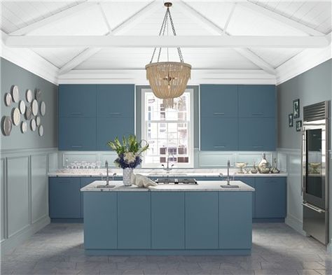 Buckland Blue Benjamin Moore, Blue Benjamin Moore, Bar Sinks, Benjamin Moore Blue, Kitchen Colour Combination, Color Combinations Paint, Urban Kitchen, Bar Faucets, Blue Paint Colors