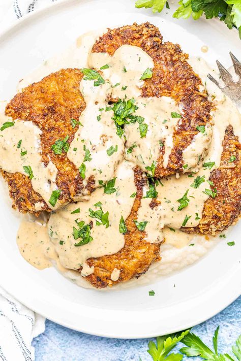 Keto Chicken Fried Steak, Pork Panko, Cast Iron Keto, Pork Chops Smothered, Chicken Fried Steak Recipe, Fried Steak Recipes, Cooking Pork Chops, Fried Pork Chops, Fried Steak