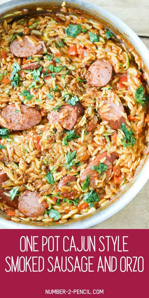 Cajun Orzo, Sausage And Orzo, Sausage Smoked, Smoked Turkey Sausage, One Pot Sausage, Turkey Sausage Recipes, Orzo Recipe, Orzo Recipes, Quick Meal