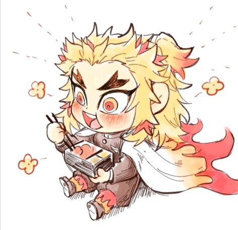 Rengoku Eating, Rengoku Wallpaper, Dibujos Anime Chibi, Slayer Meme, Chibi Drawings, Journal Doodles, Anime Character Drawing, Cute Anime Wallpaper, Cute Chibi