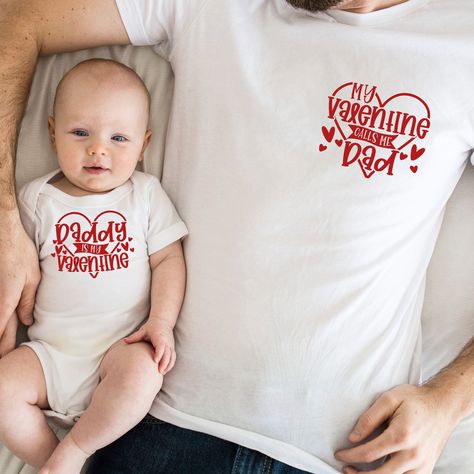 Valentines Shirts, Valentines For Daughter, Daughters Shirt, Cute Shirt Designs, Family Matching Outfits, Valentine T Shirts, Gifts For New Dads, Delicate Design, Father Daughter