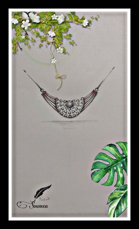 Tanmaniya Diamond Tanmaniya Design Tanmaniya Design, Diamond Tanmaniya, Jewel Drawing, Black Beads Mangalsutra, Cross Jewelry Necklace, Black Beads Mangalsutra Design, Jewellery Design Sketches, Jewelry Design Drawing, Mangalsutra Designs