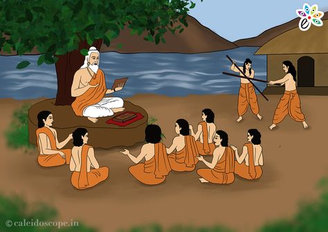 Benefits of Gurukul Education Gurukul System Of Education, Gurukulam Images, Gurukul Painting, Gurukul Education, Indian Education System, Education Painting, Education System In India, Free Cartoon Characters, 2d Character Animation