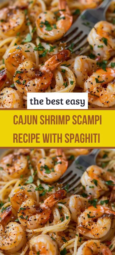 Cajun Shrimp Scampi Cajun Shrimp Scampi Recipe, Cajun Shrimp Scampi, Buttery Garlic Sauce, Spicy Shrimp Pasta, Shrimp Scampi Pasta, Dinner Party Dishes, Cajun Shrimp Pasta, Fish Dinner Recipes, Shrimp Scampi Recipe