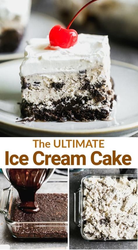 Ice Cream Cake Frosting, Icecreamcake Homemade, Easy Icecream, Best Ice Cream Cake, Brownie Ice Cream Cake, Oreo Ice Cream Cake, Easy Homemade Ice Cream, Easy Ice Cream Cake, Homemade Ice Cream Cake