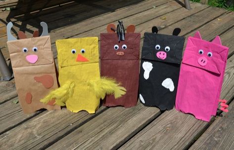 Here’s our collection of Farm Themed Brown Paper Bag Puppets for Preschool: The… Animal Bags, Farm Theme Preschool, Farm Animal Crafts, Farm Animals Theme, Farm Preschool, Paper Bag Crafts, Paper Bag Puppets, Farm Activities, Barn Wood Crafts