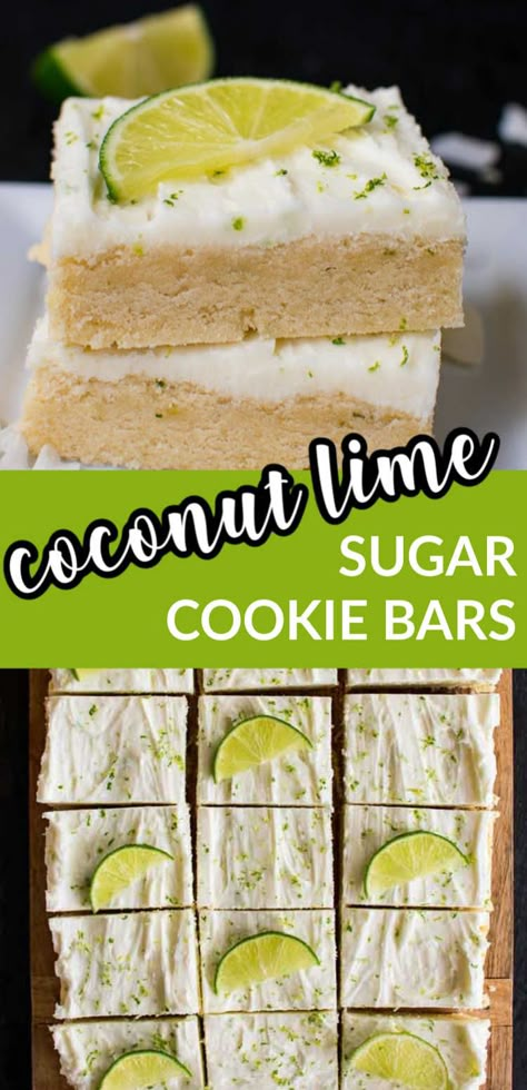 Coconut Lime Bars, Coconut Lime Cookies, Lime Bars Recipe, Mint Sugar Cookies, Lime Sugar Cookies, Lime Icing, Lime Dessert Recipes, Lime Frosting, Lime Dessert