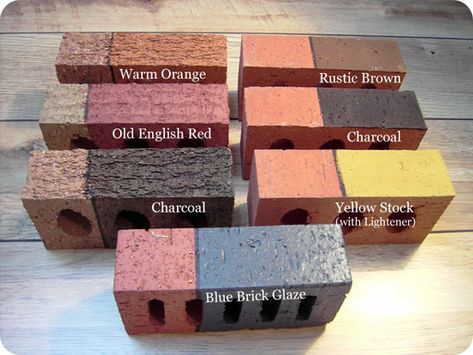 Update the Color of your Brick; Stained Brick Fireplace Brick Staining, Stained Brick, Orange Brick, Brick Exterior House, Exterior Paint Colors For House, Brick Colors, Exterior Makeover, Brick Patios, Painted Brick