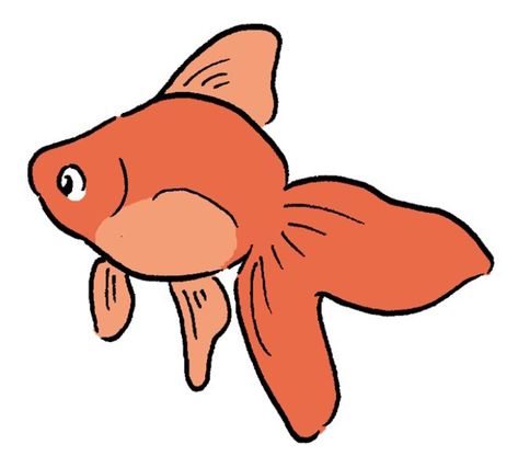 Cartoon Betta Fish, Cute Gold Fish Drawing, Goldfish Doodle Easy, Simple Goldfish Drawing, Gold Fish Drawing Easy, How To Draw Goldfish, Golden Fish Drawing, Goldfish Doodle, Gold Fish Drawing