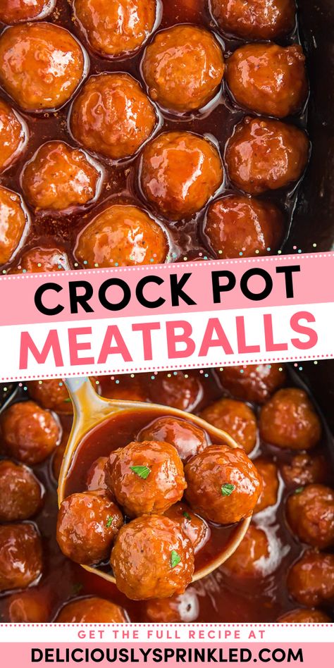 Your Easter dinner menu must have these slow cooker meatballs! 4 ingredients are all you need for this Easter appetizer recipe. Simmered in a grape jelly sauce, these easy crock pot meatballs are tender and flavorful! Best Crockpot Meatballs, Easy Crockpot Meatballs, Crowd Pleasers Recipes, Meatball Appetizer, Easter Appetizer, Crockpot Meatballs, Easter Food Appetizers, Delicious Slow Cooker Recipes, Easy Crockpot Dinners